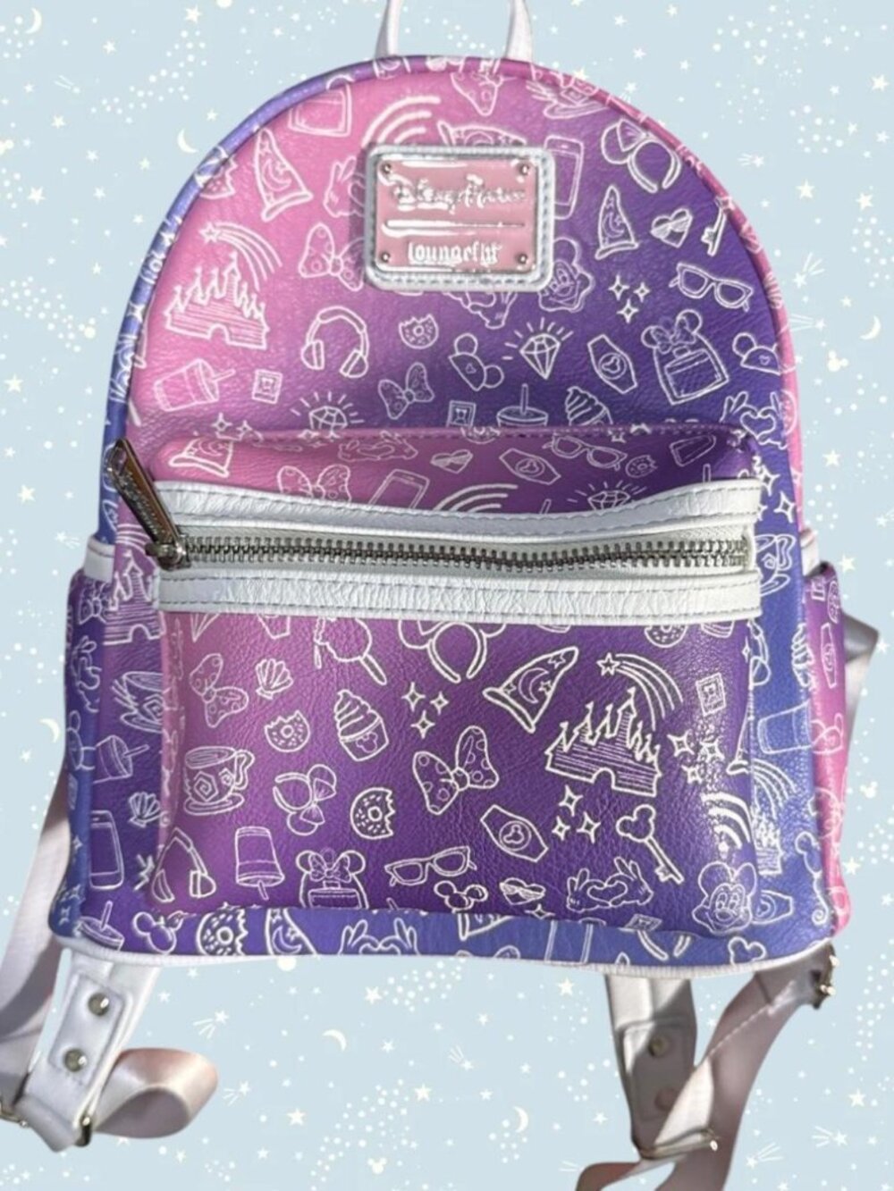 Disney Parks Loungefly park icons purple & pink mini backpack